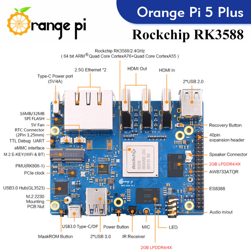 كمبيوتر برتقالي Pi 5 Plus أحاد - مراجعة Orange Pi 5 Plus 16Gb وسعره